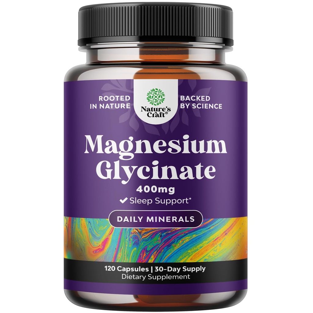 Pure Magnesium Glycinate תוסף 400 מ"ג פרי - טבעוני גבוה Absorption Chelated Magnesium קפסולות עבור נשים וגברים עם Elemental 400 מ"ג עבור Mood Sleep ותמיכה מרגיעה - 120 הרוזן ספירה