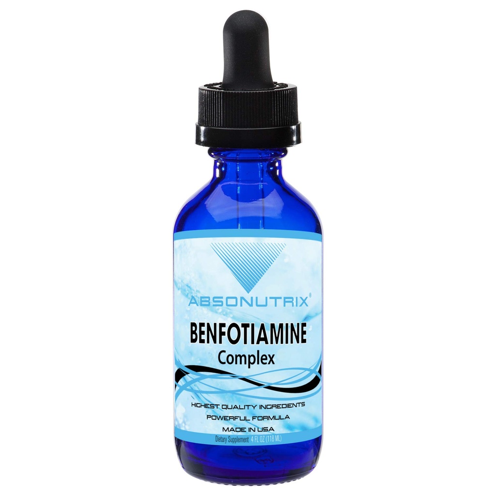 Absonutrix Benfotiamine מורכב 300 מ"ג, 4 Fl Ozבק, 200 משרתים, High Bioavailability, גידולי פוטנט, קיצור מהיר, Cruelty-Free, non-GMO, צד שלישי נבדק, GMP-Certified, Made in USA