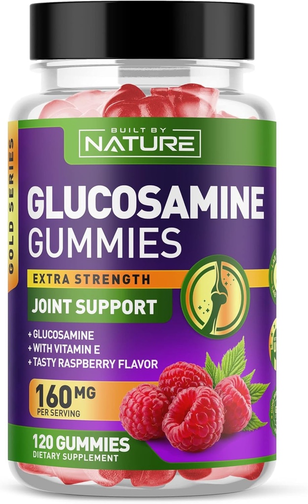 Glucosamine חניכיים עם ויטמין E - תוספת תמיכה משותפת מתקדמת חניכיים, עמידות גבוהה Antioxidant, Comfort for Back, Knees, Hands - 120 חניכיים