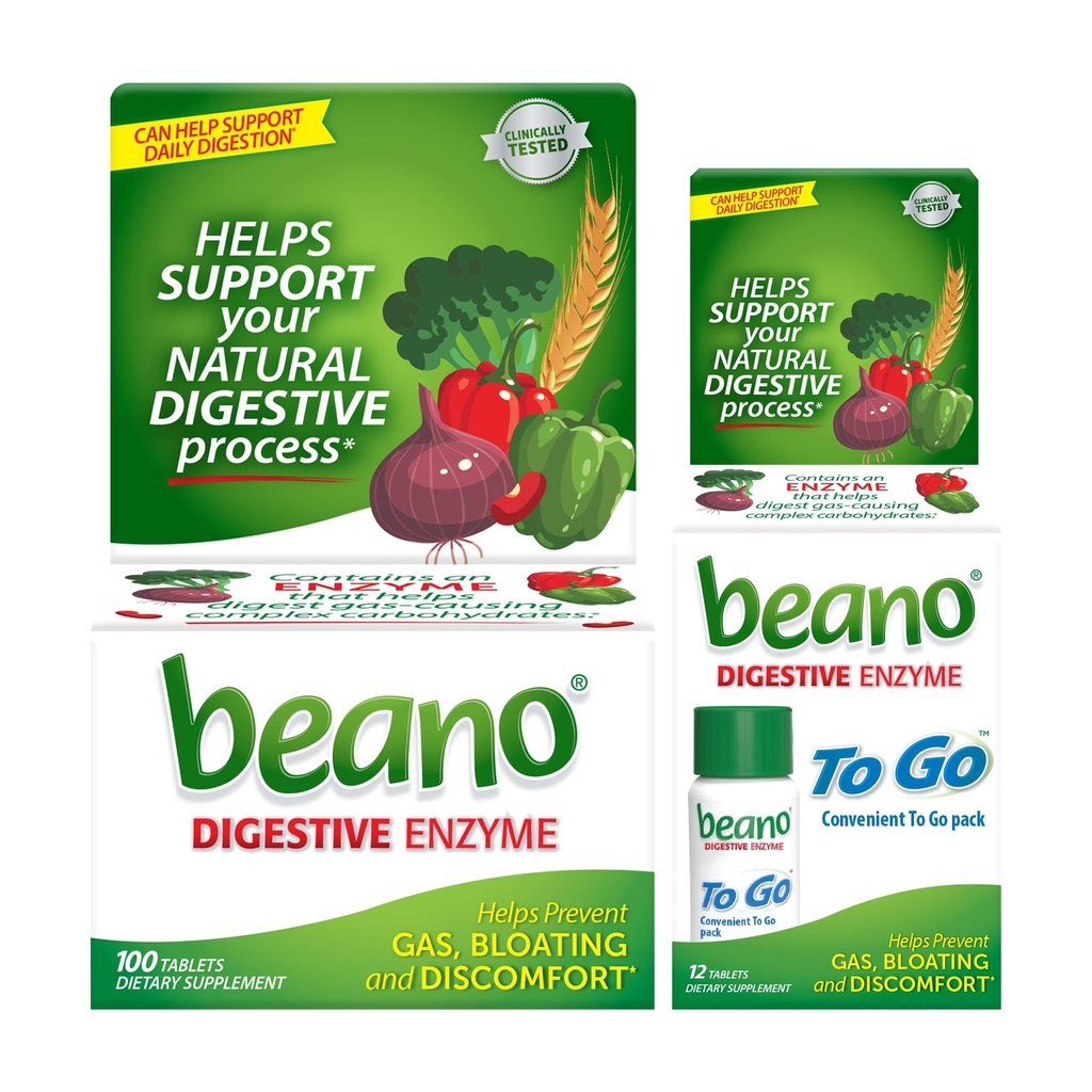 Beano תוספת כוח 100ct & beano to Go Pocket Pack 12ct