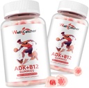 ויטמין ADK+B12 Gummies תוסף: ויטמין D3 K2 (MK-7) עם B12 עבור נשים Chewable טבעוני Multivitamin תמיכה העצם המוח Immune Skin Sugar Free Raspberry Flavored 2 Packs