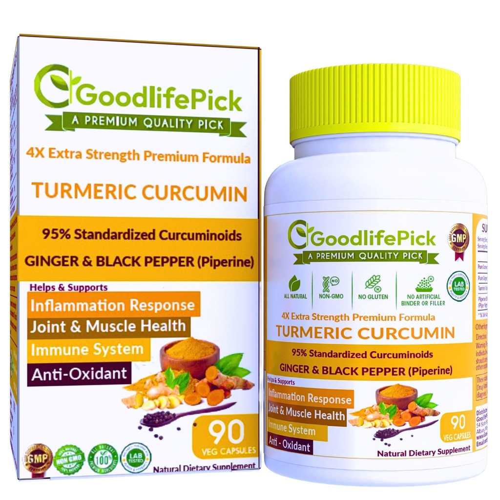 Premium Turmeric כמוסות עם ג'ינג'ר ו Black Pepper. תוסף Turmeric Curcumin 95% Curcuminoids & ג'ינג'ר Root AllNatural NonGMO ללא אבקת אורז No Stearate no Silica no Gluten 90ct