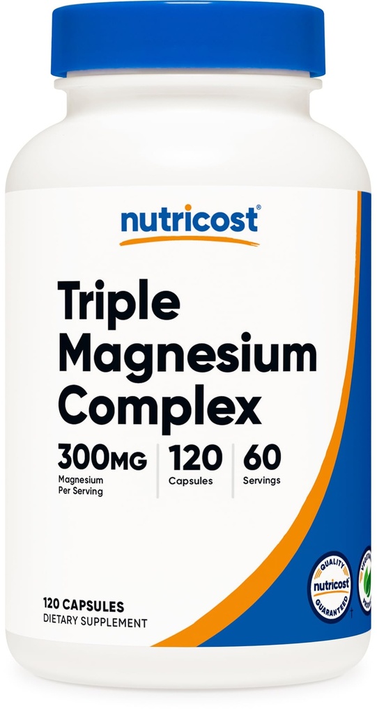 תרכובת tri Magnesium משולשת (300 מ"ג, 120 קפסולות) - מ Di-Magnesium Malate, Bisglycinate ו Citrate, 60 משרתים