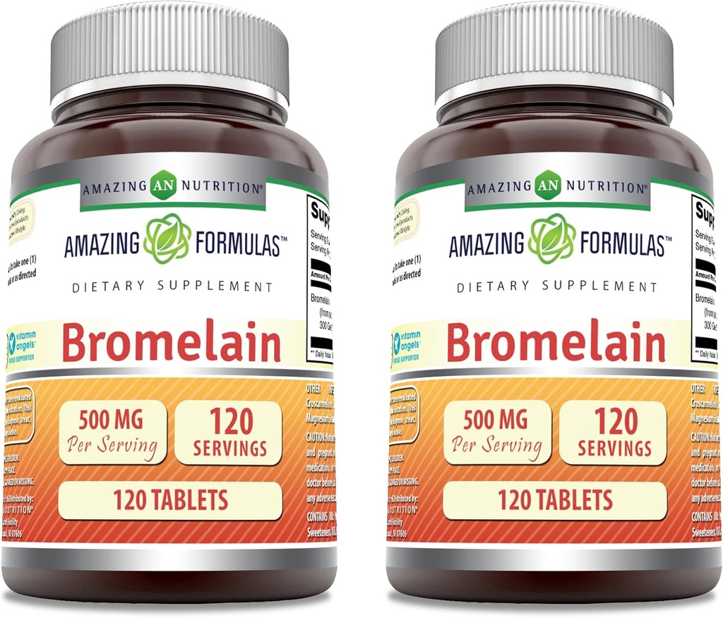 פורמולה מדהימה Bromelain 500 Mg Tablets תוסף | Non-GMO Gluten Free | Made in USA (120 Count | 2 Pack)