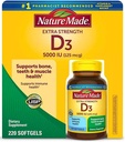 הטבע עשה ויטמין D-3 5000IU 220 ספירת Softgels