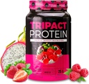 אבקת חלבון Nutrology TRIPACT - 7-in-1 Meal החלפת שקד עם אבקת חלבון Grass פד Whey, Pea, Rice, גריןs forשרירים Recovery & Immunity, Superberry Flavor, 40 משרתים