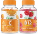ויטמין C750 מ"ג + ויטמין B12, חניכיים בונדלה - גדול Tasting, ויטמין תוסף, Gluten Free, GMO חינם, Chewable Gummymymy