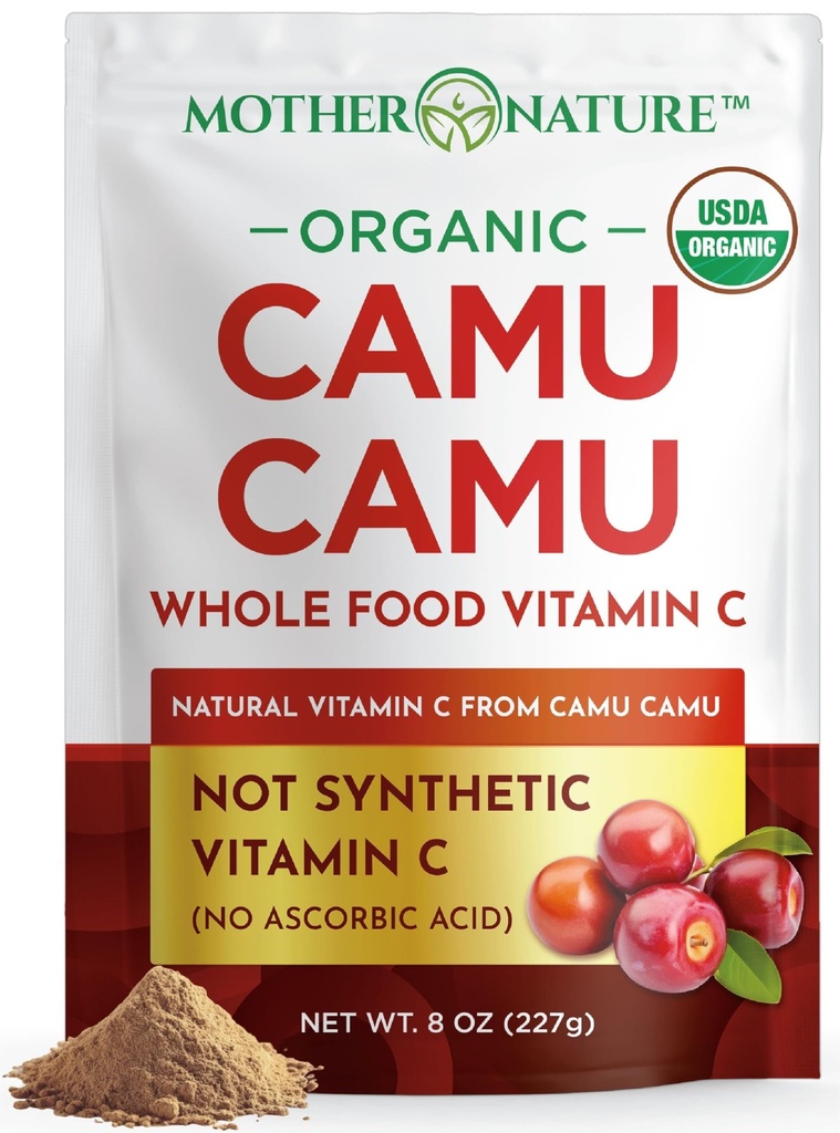 Camu Camu אבקת אורגני ויטמין C - 8 oz Bag 45 לשרתים - Raw Camu Camu ברי, Natural VIT C אבקת תוסף עבור תמיכה Immune - טבעוני, non-GMO