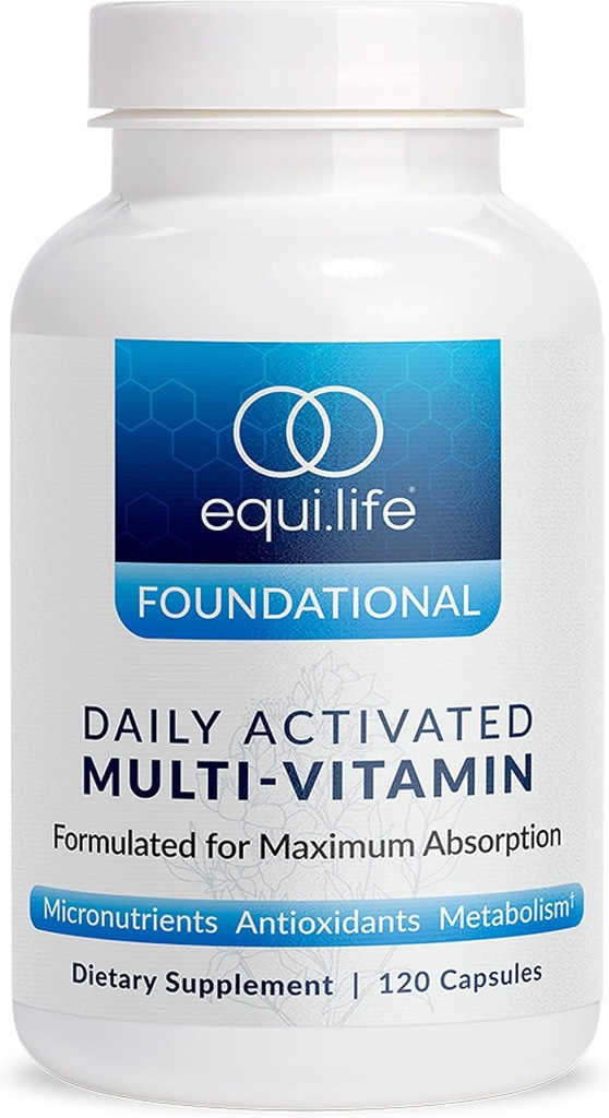 EquiLife Daily הפעילה Multivitamin, 21 חומרים מזינים חיוניים עם B Complex, Antioxidant פורמולה עבור בריאות כללית, Gluten-Free, non-GMO, 120 קפסולות