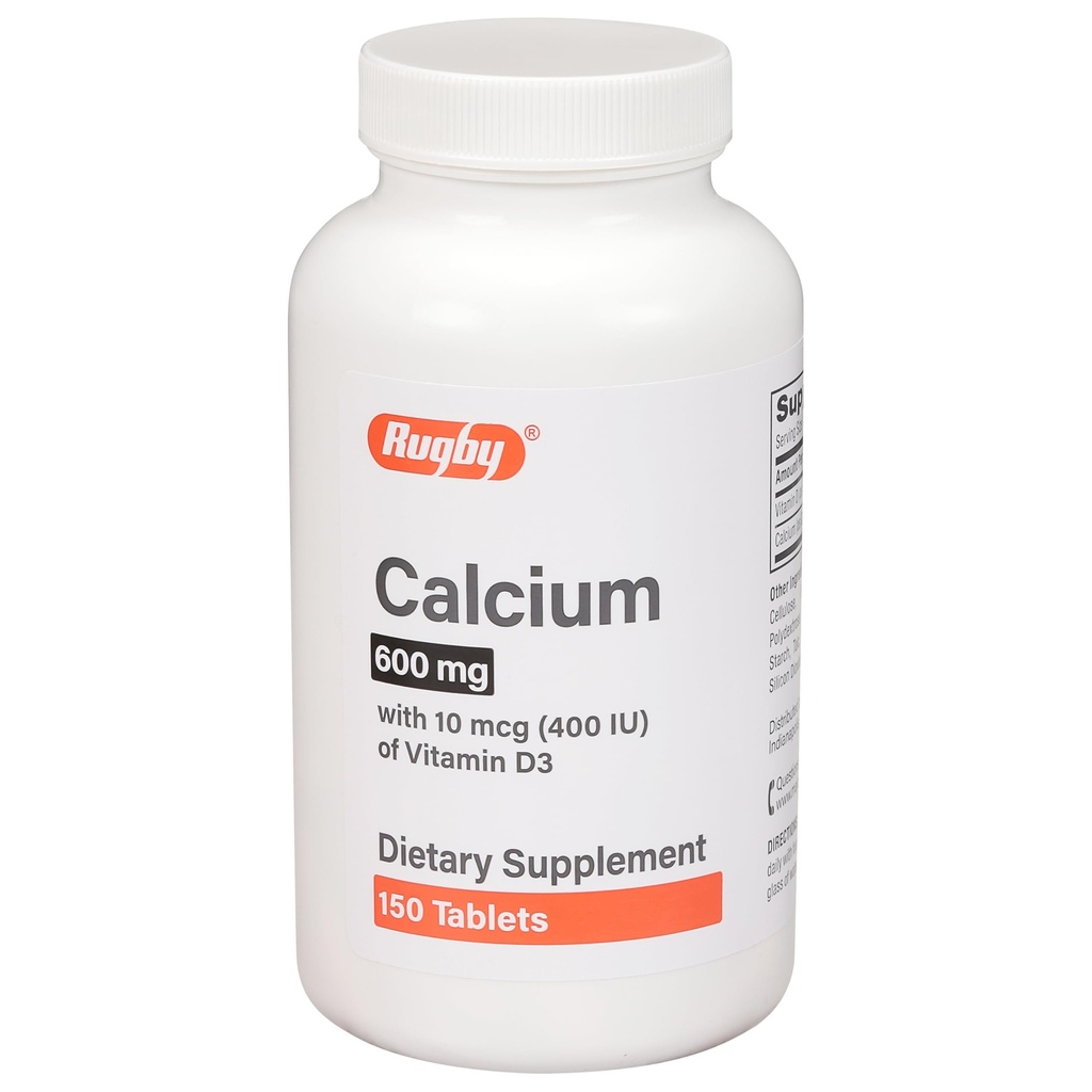 רוגבי 600 מ"ג טבליות Calcium - מיוצר עם 10 mcg (400 IU) של ויטמין D3 - תוסף תזונתי - 150 טבליות
