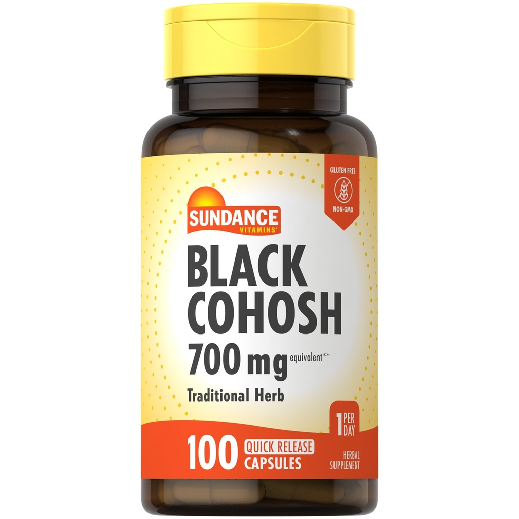 Sundance Black Cohosh 700 מ"ג | 100 קפסולות שחרור מהיר | Non-GMO ו- Gluten Free Supplement