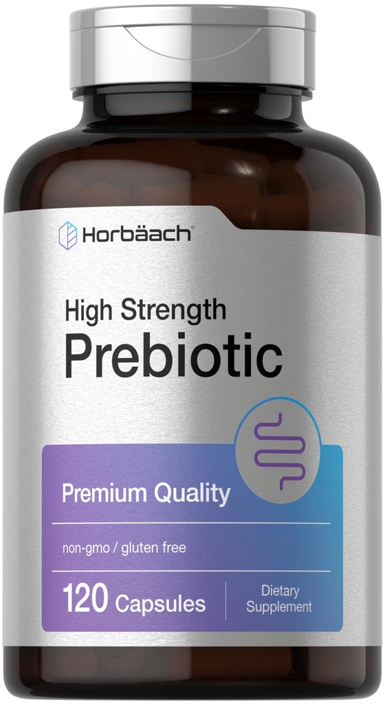Horbäach Prebiotic for Men and Women | 120 גלולות אבקה | תוספי איכות גבוהה עוצמה פרימיום | Non-GMO & Gluten Free Quick Release כמוסות