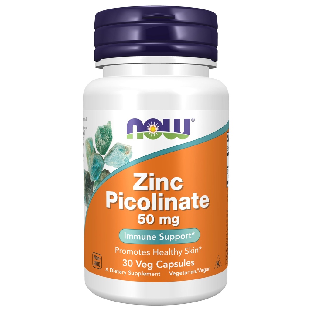 עכשיו תוספי מזון, Zinc Picolinate 50 מ"ג, תומך פונקציות Enzyme *, Immune Support *, 30 קפסולות Veg