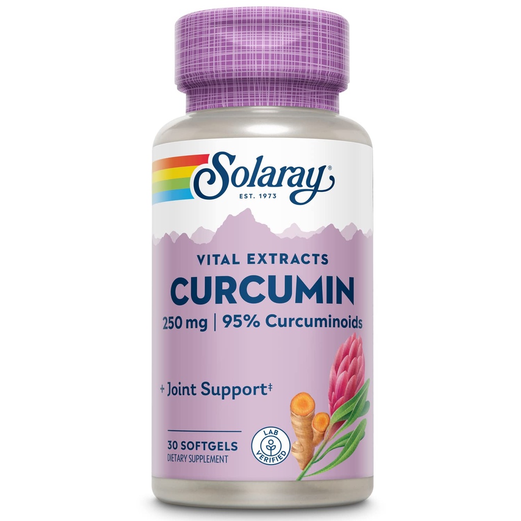 SOLAרי Super Bio Curcumin 250mg | Turmeric Root Extract, 95% Curcuminoids | תמיכה משותפת בריאה ועוד | 30 Softgels