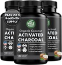 קוקוס הפעיל קפסולות Charcoal, 180 קפסולות Charcoal, שיניים וייטנינג, עוזר קונסטיפציה, Bloating, Stomach Gas, Heartburn, Pure קוקוס Derived (3)