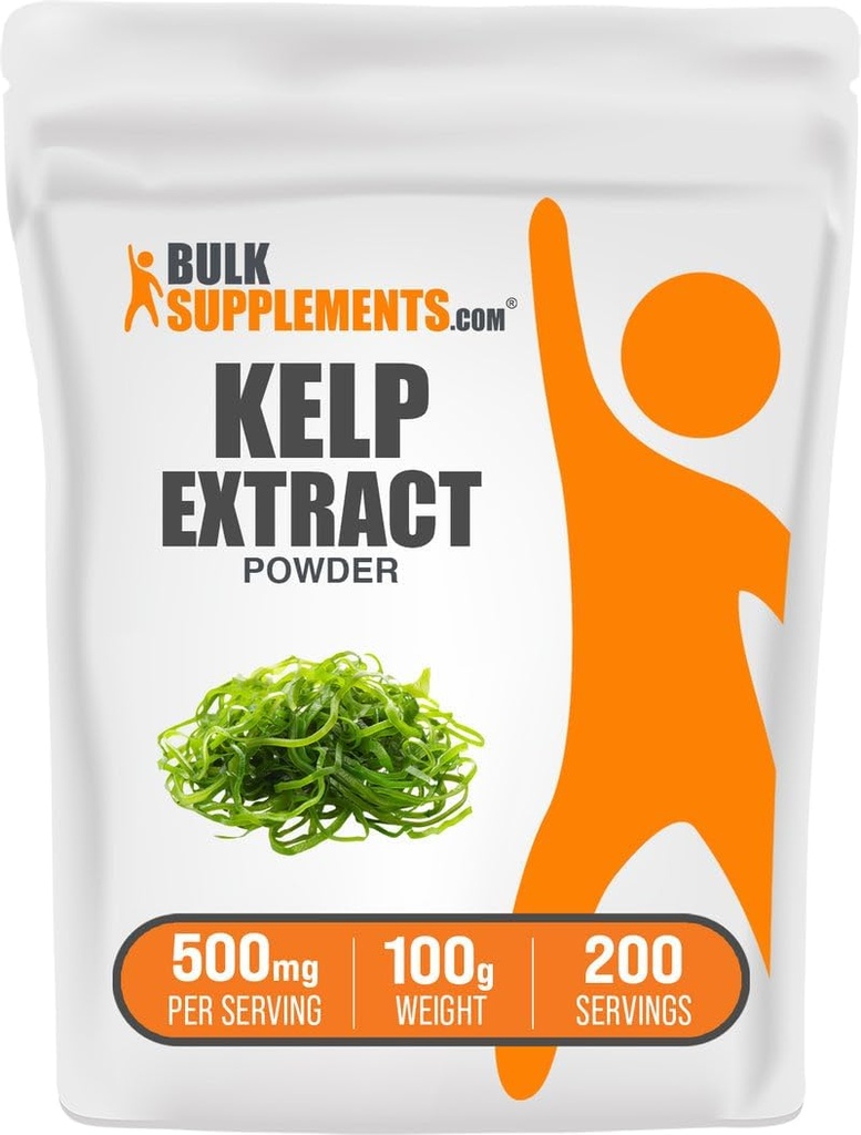 BulkSupplements.com Kelp לחלץ אבקה - Kelp תוסף, Brown Seaweed Extract, Seaweed אבקת - Gluten Free, 500 מ"ג עבור שירות, 100g (Pack of 1)