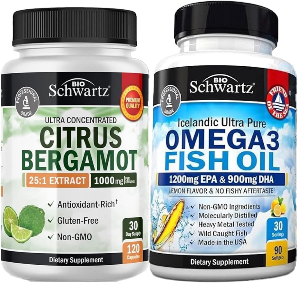 אומגה 3 שמן דגים Softgels (1 חודש אספקה) בתוספת 1000 מ"ג תוסף Citrus Bergamot (1 חודש אספקה)