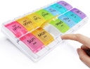 MOLN HYMY Large Pill מארגנת 2 פעמים ביום, AMPM Pill Box 7 Day, 14 Dividers 2 שבוע גלולות מארגנת עם Easy Push Button עבור תרופות, ויטמינים, שמן דגים, תוספים