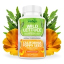 פרקר Naturals Wild Lettuce Extract & California Poppy Seed תוסף, 2 Way Premium Power Herbal תוסף עבור בריאות שינה ותמיכה הקלה, 120 קפסולות