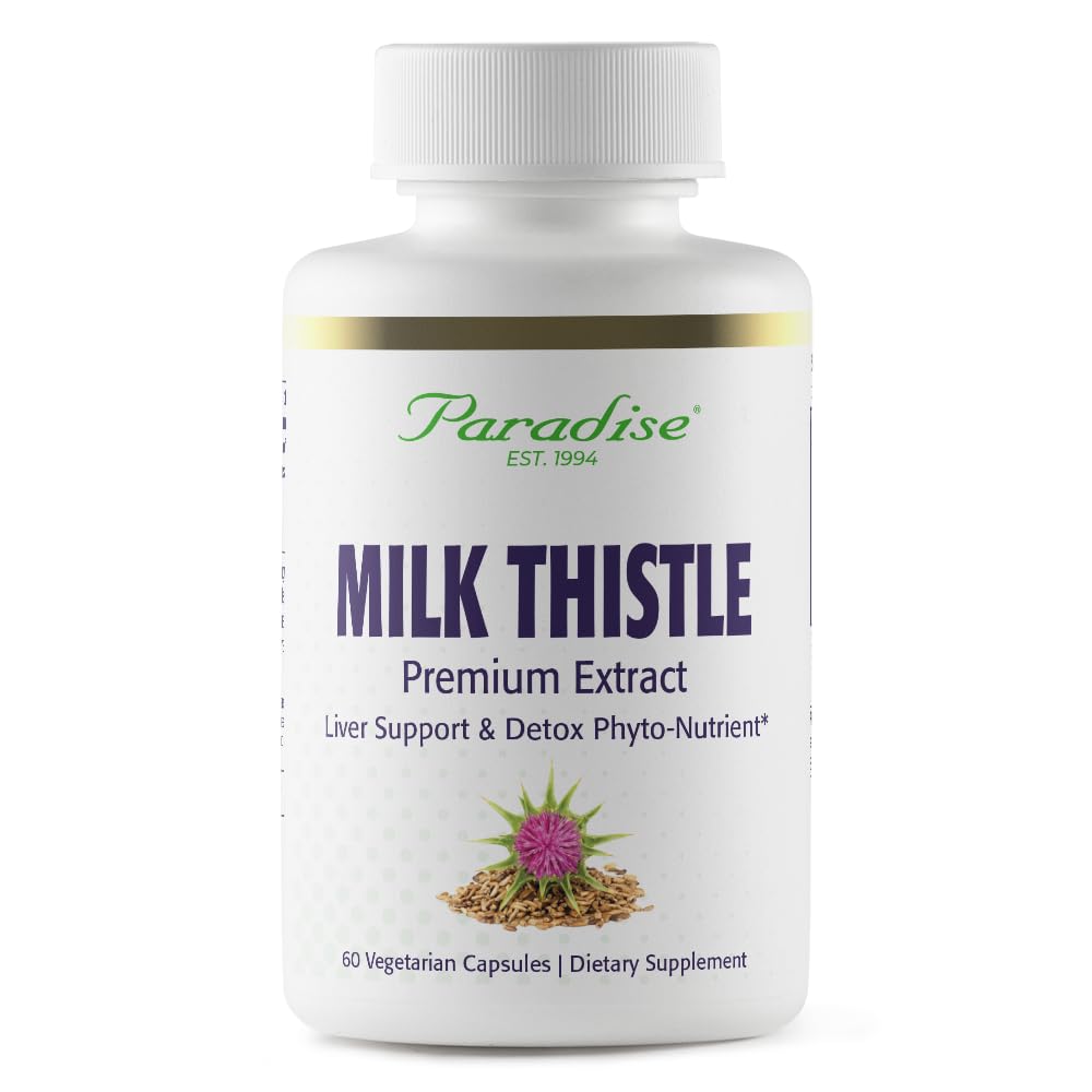 Paradise Herbs Milk Thistle, Active Whole Spectrum Extract, טבעוני, non GMO, Gluten Free, 60 קפסולות צמחוניות