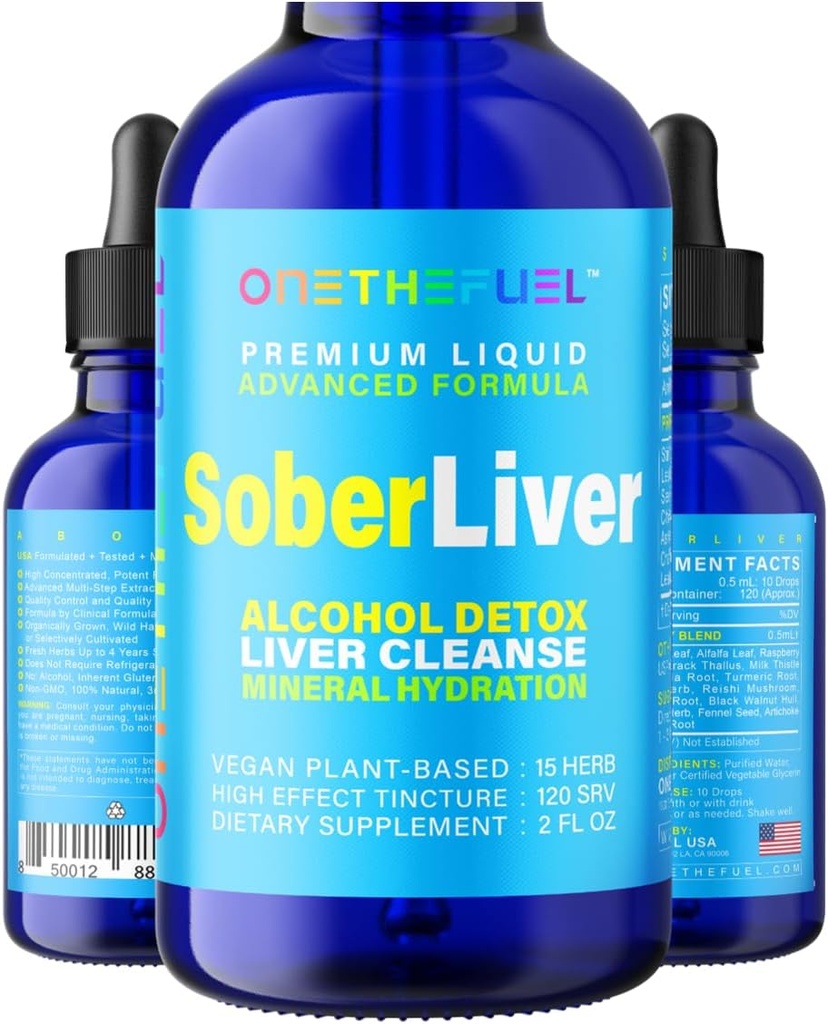 Sober Liver 2oz צמחי מבוסס צמחי ניקוי ו Detox תמיכה + 100% בריאות ההירגעה טבעית תוספי חלב Reishi חלב Thistle Rhodiola + טבעוני 15 Herbals Fast Absorb Tincture