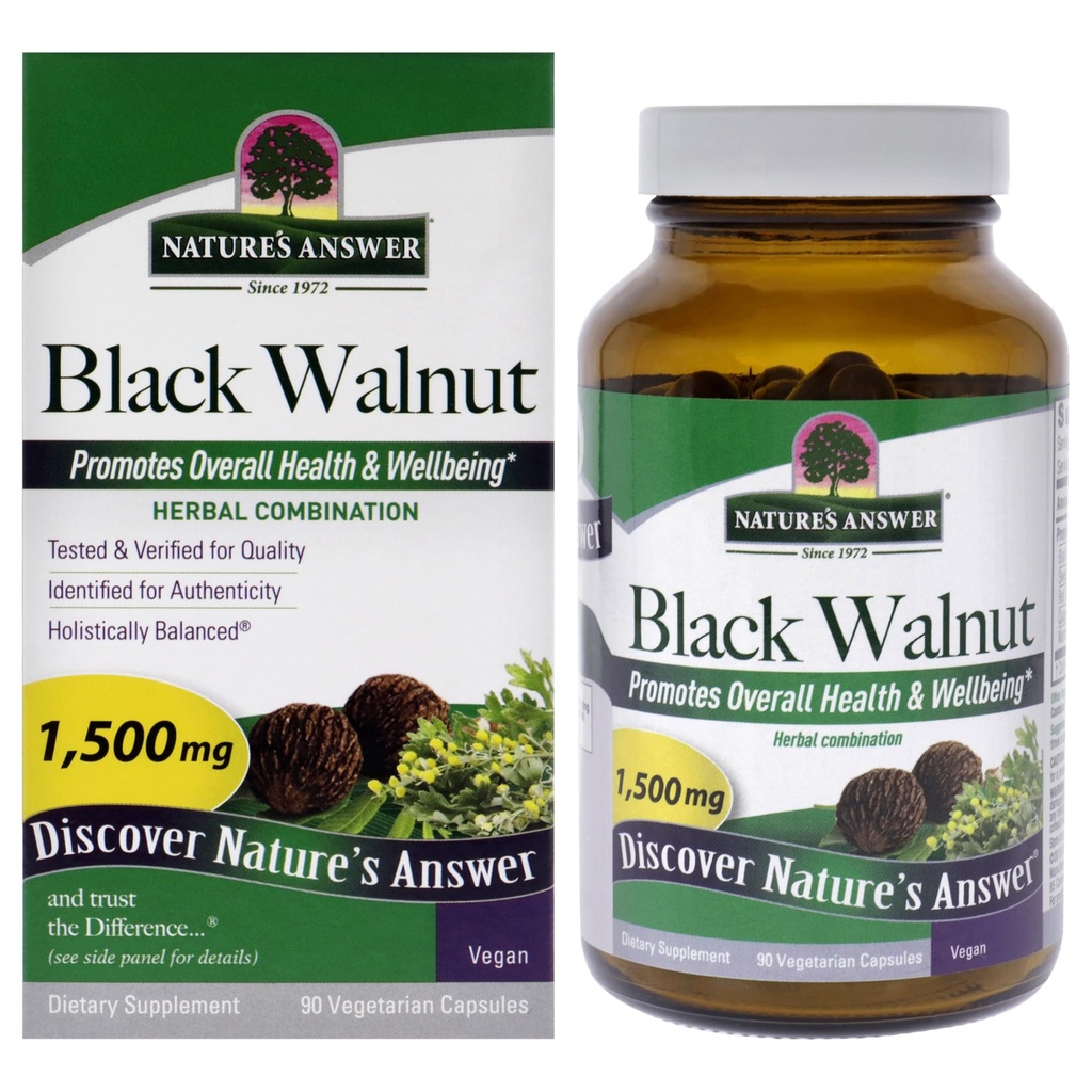 The Nature's answer Black Walnut Complex Vegetarian קפסולות אבקה, 90-Count Black Walnut