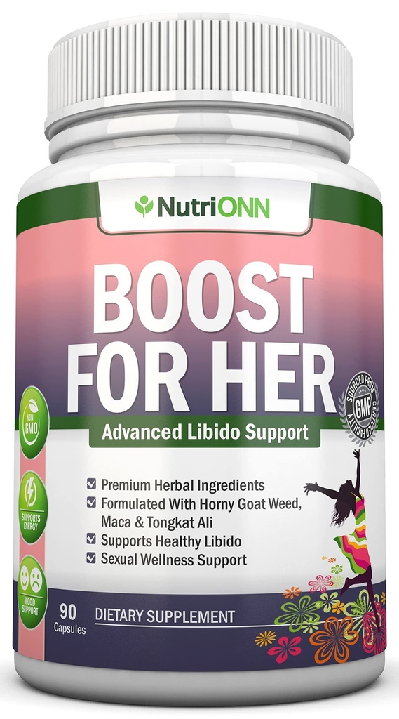 Boost for Her Libido Booster for Women - Runs & Enhances Libido - Mood & Desire Boost - Non-GMO - All Natural Herbal Aphrodisiac - עם Hory Goat Weed, Maca, Tongkat Ali & Tribulus - 90 קפסולות