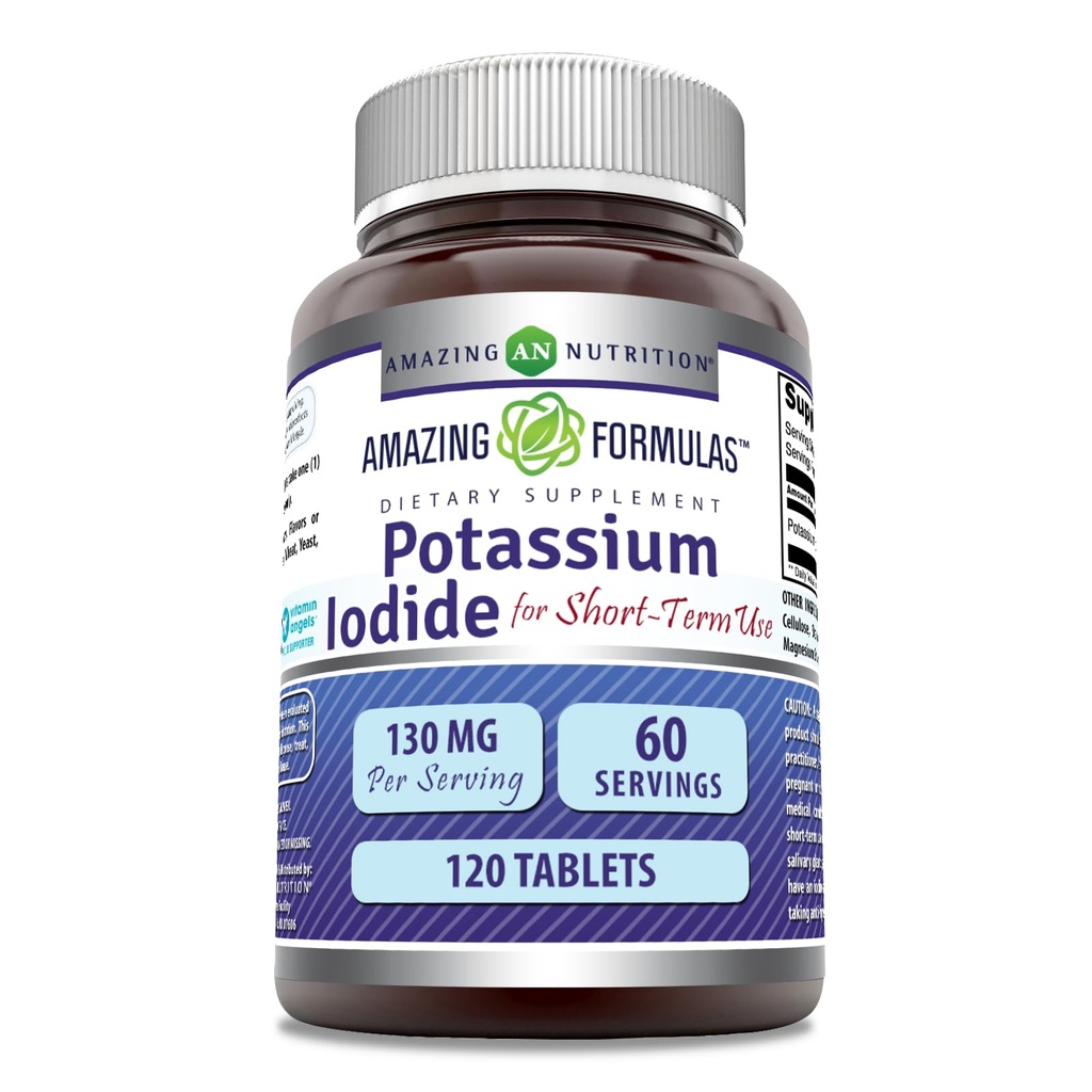 פורמולה מדהימה Potassium Iodide תוסף | 130 Mg | 120 טבליות | Non-GMO | Gluten-Free | Made in USA