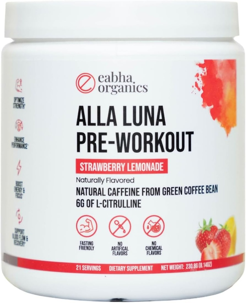 Alla לונה Pre-Workout - Strawberry Lemonade - כדי לתמוך באנרגיה, להתמקד ו Stamina - להגדיל את זרימת הדם עבור משאבה טובה יותר - 21 ימים אספקה - 1 Scoop לשרת