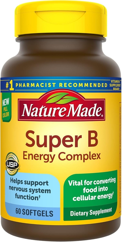 Super B Energy Complex, תוספת תזונתית לתמיכה בתפקוד המוח, 60 Softgels.