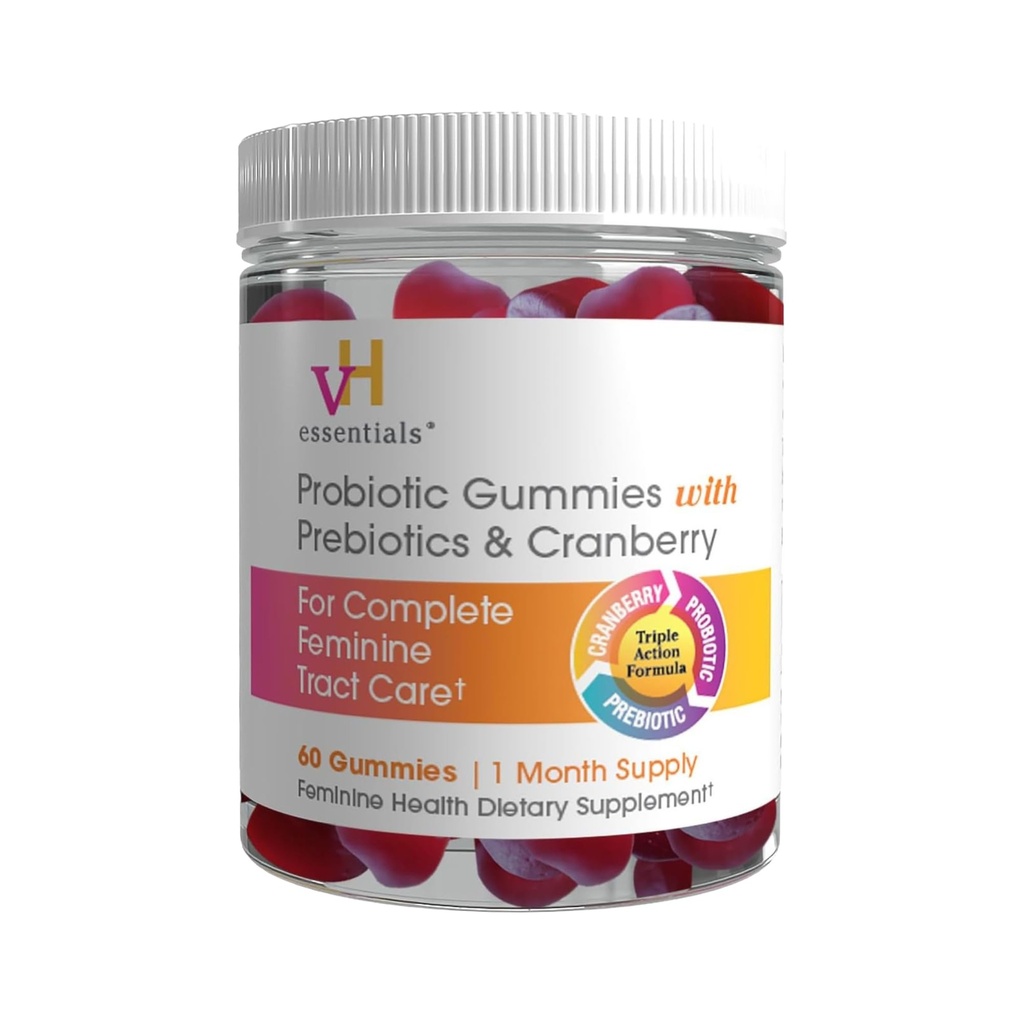 vH חיוניs Probiotics עם Prebiotics & Cranberry, תמצית מבוזר עבור בריאות וטרינרית טרקט, תומך Vaginal Microflora Balance עבור אסון פמיני בריא, 60 הרוזן