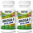 DEVA Vegan אומגה 3 DHA-EPA 500MG 2Pack - No Carrageenan, non-Fish Oil Derived מ Algae, Non-GMO, 60 Gelatin-Free Softgels Ea