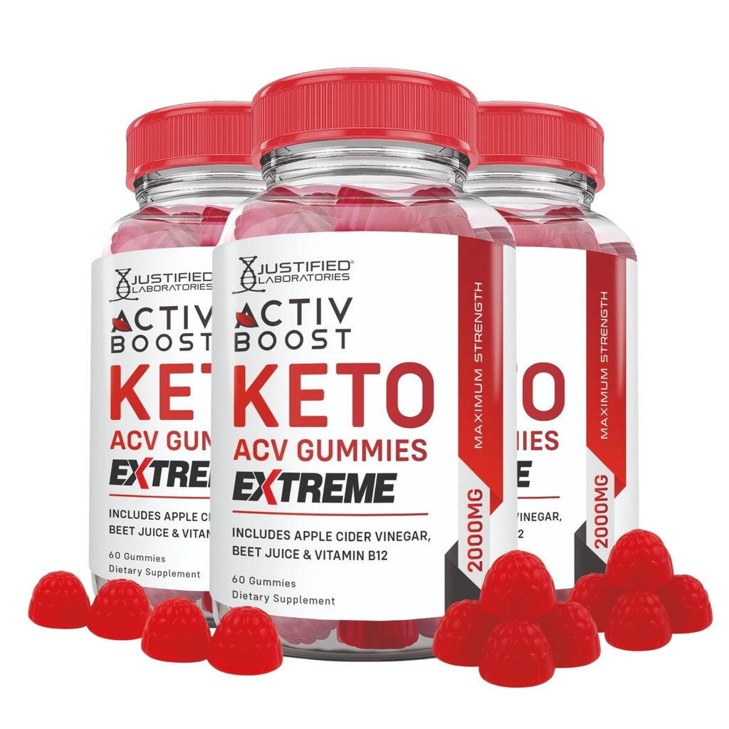 Justified Laboratories (3 Pack Activboost Keto Acv Gummies Extreme 2000MG Active Boost פורמולה עם אבקת מיץ Pomegranate B12 Non GMO 180 מסטיק