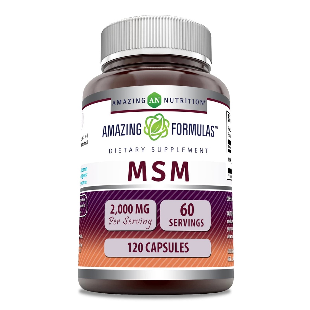 פורמולה מדהימה MSM (Methylsulfonylmethane) תוסף | 2000 Mg לכל המשרתת | 120 קפסולות | Non-GMO | Gluten-Free | Made in USA