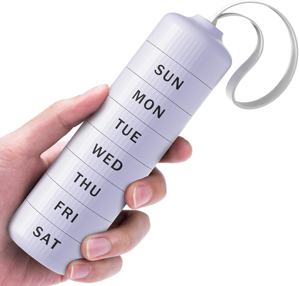 7 יום גלולות מארגנת, Travel Pill Box with Effortless Open design, Zoksi Weekly BPA חינם מארגנת עם Container גדול, Portable Waterהוכחה מקרה עבור ויטמין, שמן דגים, תוספת שמן, שמן דגים,