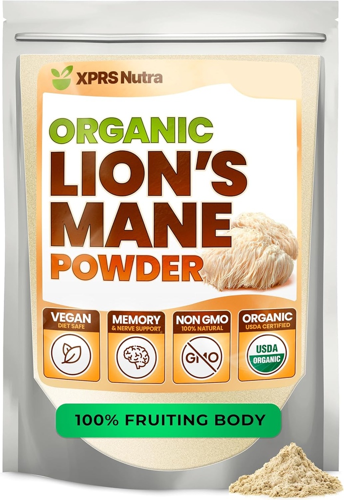 אבקת Mane Mushroom - Premium for Mental Clarity, Cognition and Immunity - Vegan Friendly (16 oz)