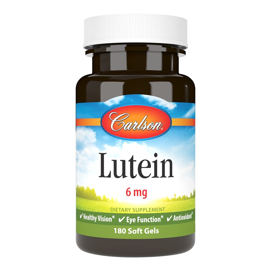 Carlson Lutein 6mg, Vision Support & Eye Health תוסף, Antioxidant Formula with Zeaxanthin, 180 Softgels