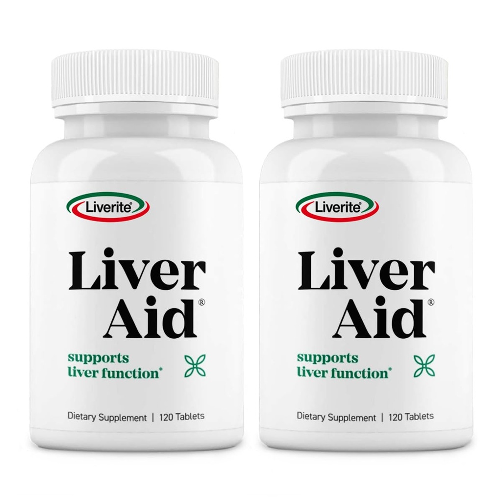 LiveRITE Liver Aid 2Pack 120 טבליות (כולל 240ct) תומך בתפקוד Liver בריא, אנרגיה גופנית ו Vitality.