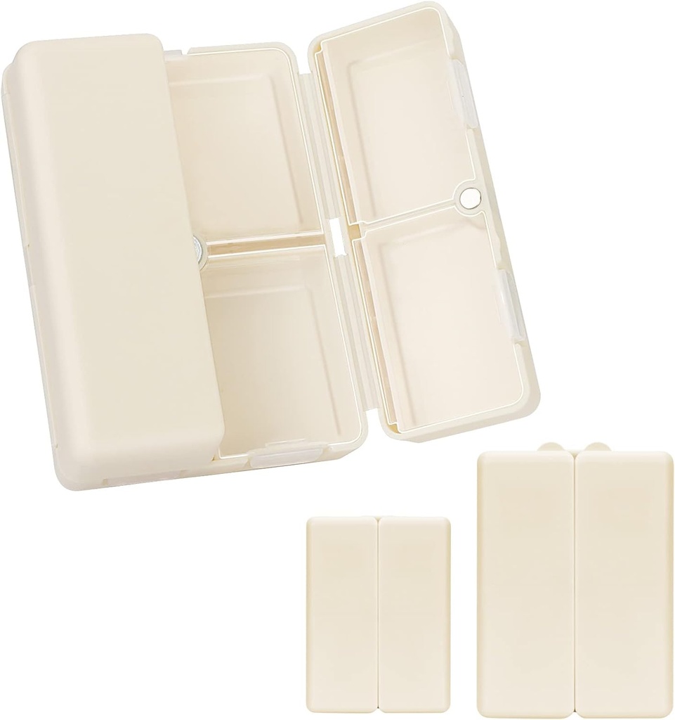 FY 2 Pcs Daily Pill מארגנת, 7 השוואתיות DASE Tablet Racinger, [Folding Design] Pill Box for Purse Pocket to Hold הויטמינים, Cod Liver Oil,Supplements ותרופות-White
