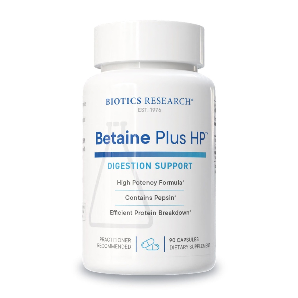 Biotics Research Betaine Plus HP - תוספי Acid High Potchloric Acid, תומך בתפקוד 90 קפסולות