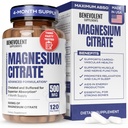 Premium Magnesium Citrate 500 מ"ג קפסולות (Citrato de Magnesio) High Absorption Formula Chelated Buffered Citrate to Support Digestion, Bone, Sleep & Muscle Health - 120 קפסולות