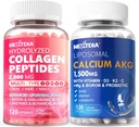 hydrolyzed Collagen Peptides גלולות + Liposomal Calcium AKG תוסף 1500mg