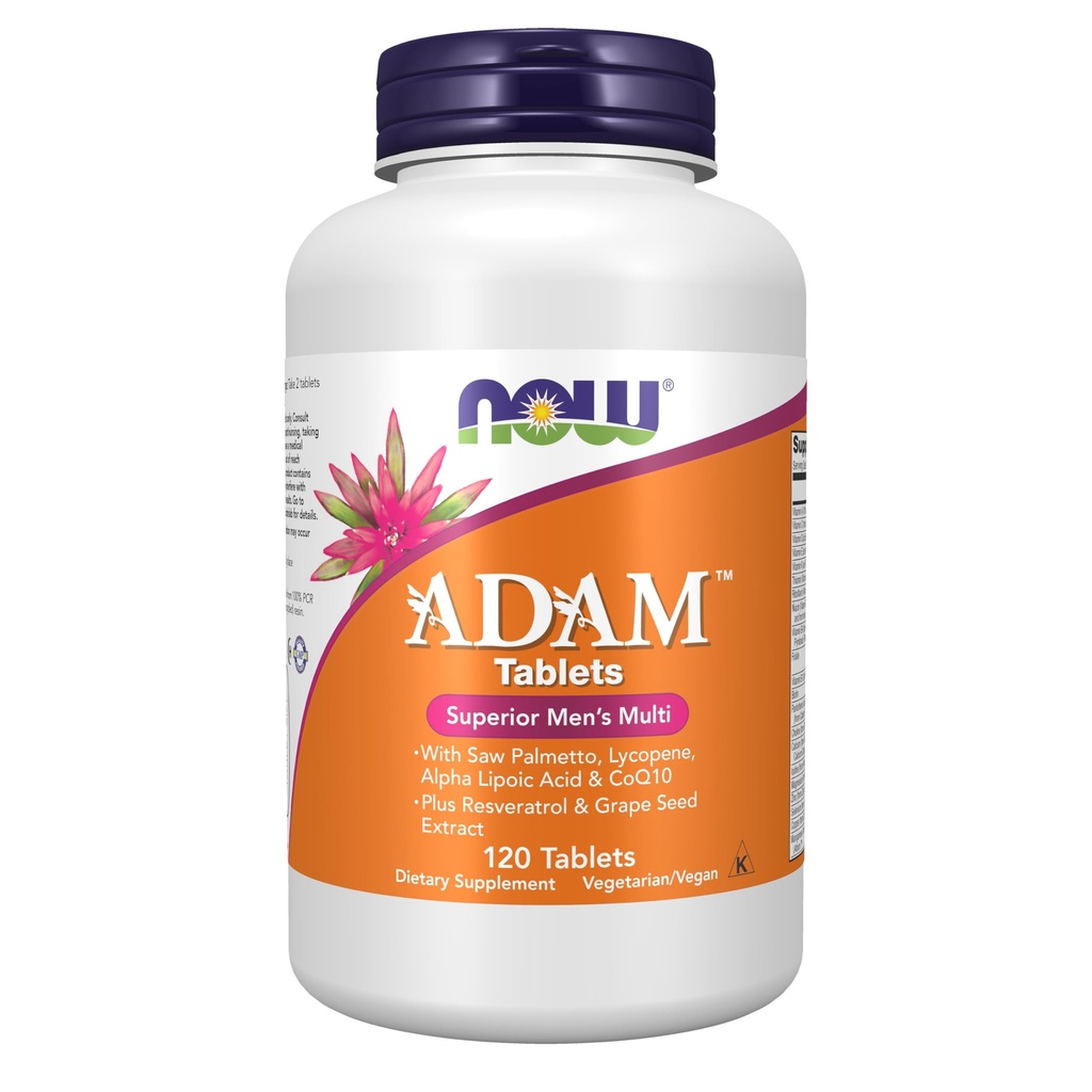 Now Foods Supplements, ADAMTM Men's Multivitamin with Saw Palmetto, Lycopene, Alpha Lipoic Acid ו CoQ10, Plus Natural Resveratrol & Grape Seed Extractd, 120 טבליות