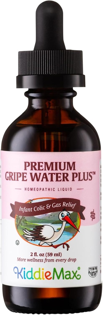 Maxi Health Gripe Water for Babies - Fast Acting Homeopathic Colic Calm Baby Gas טיפות עבור תינוקות - צ'אמומיל טבעי, ג'ינג'ר, Pepperנט ו-Pnel Baby Water for Hiccups (2 floz)
