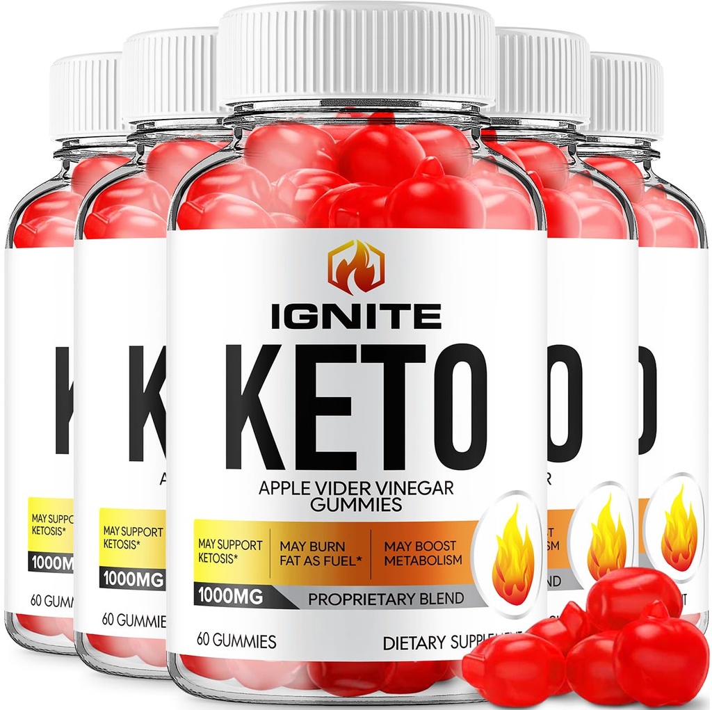 (5 Pack) Ignite Keto ACV Gummies - פורמולה מתקדמת Ignite Keto Plus ACV Gummies Apple Cider Vinegar Ignite ACV Dietary Supplement Men (300 חניכיים)