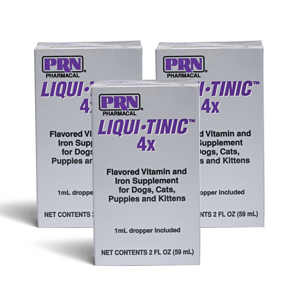 PRN Pharmacal Liqui-Tinic 4X - ברזל ווויטמינים תוספי תזונה אוראליים עבור חיות מחמד- Liver-Flavored תוספת עם ויטמין Iron & B-Complex כדי לתמוך ב- בריאות - 2 oz (3 Pack)