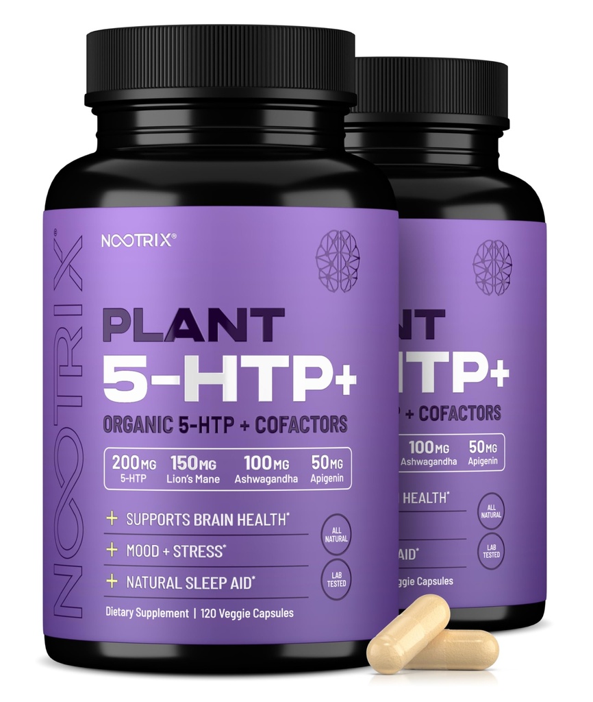 Nootrix Plant 5 HTP+ תמיכה בזיכרון, מיקוד נפשי, בריאות קוגניטיבית ואנרגיה | מקדם פונקציונליות בריאות של Mood & Brain | ויטמין B6 & L Theanine | 240 קפסולות