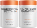 תוסף Codeage Teen Multivitamin - ויטמינים ומינרלים יומיים עבור Teen Boys and Girls - Organic Whole Food Formula with אומגה 3 ו-A to K - 2 Pack