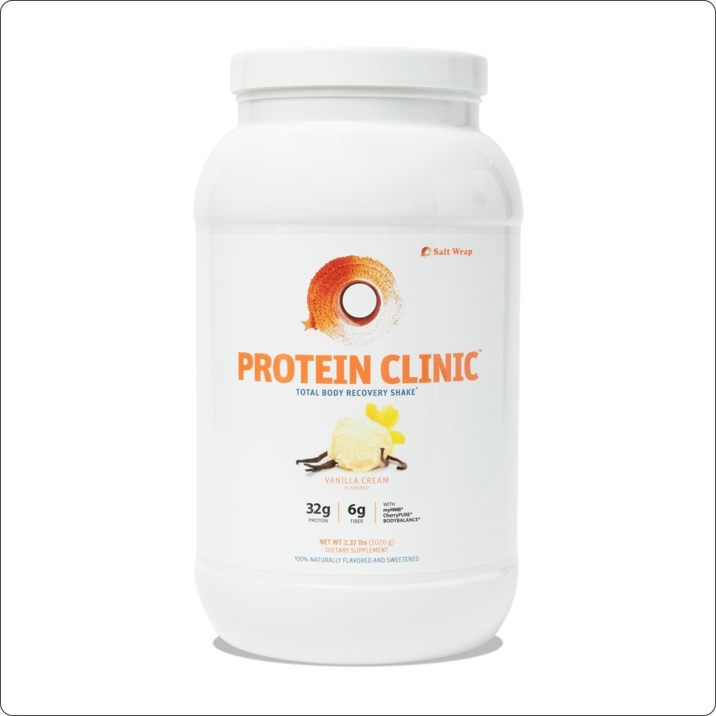 SaltWrap חלבונים המרפאה - Total Body Recovery Shake with Collagen Peptides, HMB, Tart Cherry Extract, אבקת חלבון Pea Isolate, Prebiotic סיבים עבור Joints Natural Builder & Recovery - Vanilla
