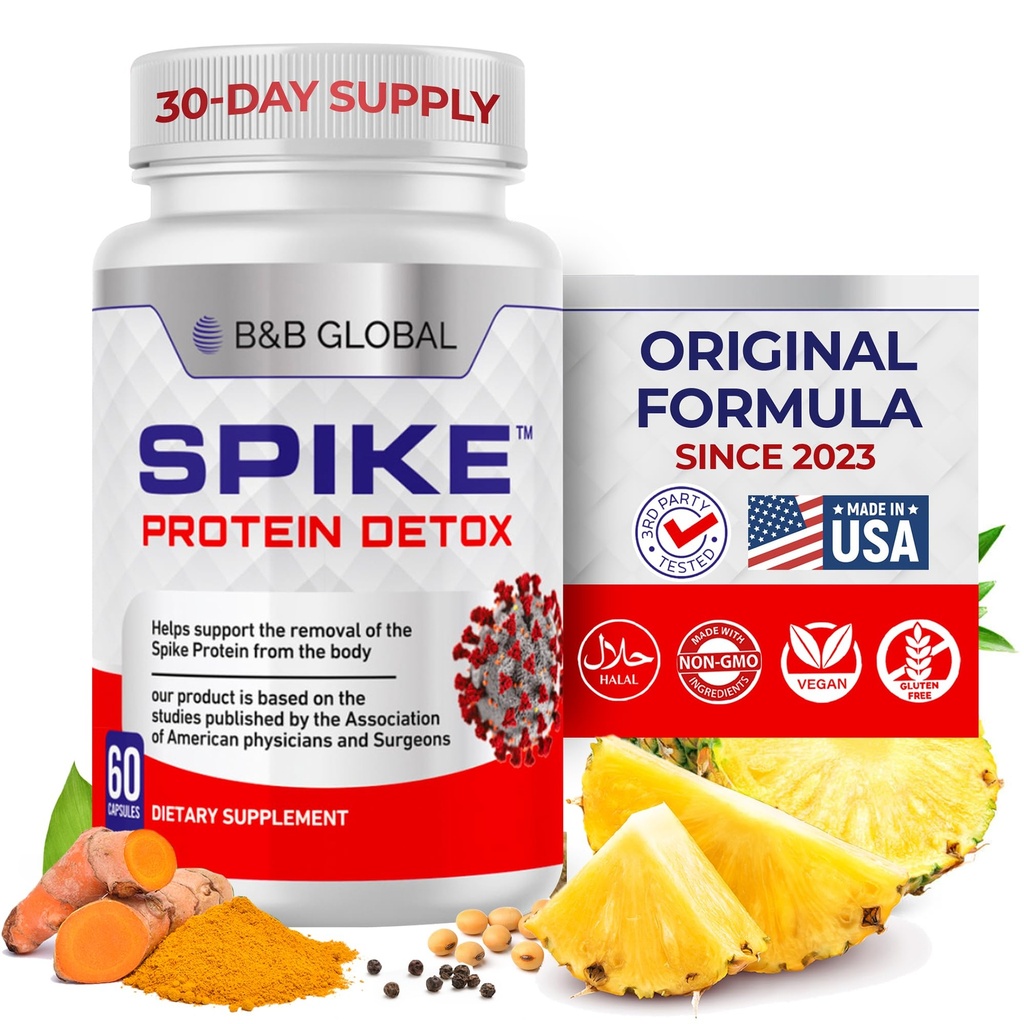 Spike חלבונים Detox - ספירק תמיכה תוסף עבור איזון חלבונים - Unflavored 3-in-1 בלנדר עם Nattokinase 4000Fu, Bromelain 500 מ"ג, Curcumin 1000 מ"ג - מיוצר בארה"ב - 60 קפסולות, 30 יום אספקה אספקה אספקת 4000Fu, Bromelain 500mg, Curcumin 1000mg - מיוצר בארה"ב - 60 קפסולות, 30 יום אספקה אספקת 30 יום אספקת 30 יום אספקת 30 יום